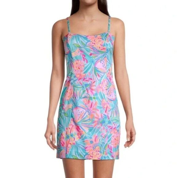 LILLY PULITZER Shelli Stretch Mini Dress in Tropical Punch Size 2 - Picture 2 of 8